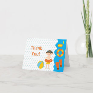 Cute BOyl Pool Party Thank You Note