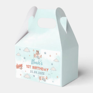 Cute Boy's Airplane Theme 1st Birthday Party Favor Boxes