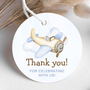 Cute Boy's Airplane Theme 1st Birthday Party Favor Tags