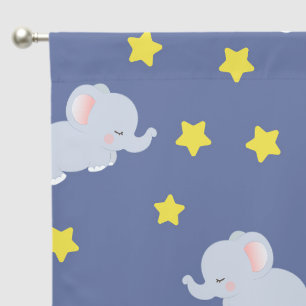 Cute boys baby elephants tiled pattern blackout curtains