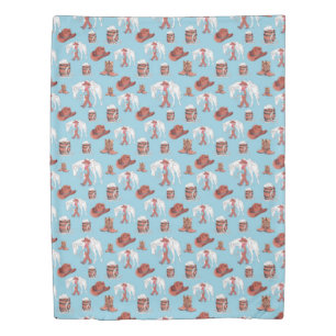 Cute Boys Bedroom Blue Cowboy and Horse Duvet Cover