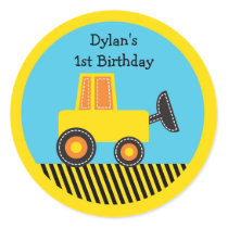 Cute Boys Construction Truck Birthday Classic Round Sticker