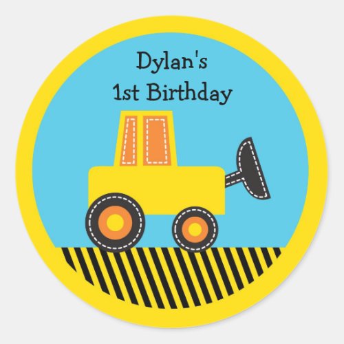 Cute Boys Construction Truck Birthday Classic Round Sticker