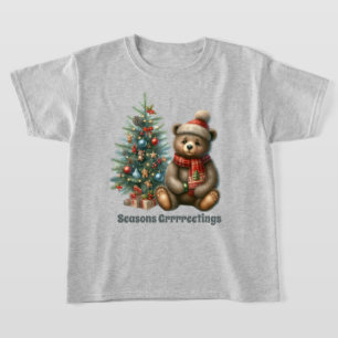 Cute Boys Country bear add text Christmas T-Shirt