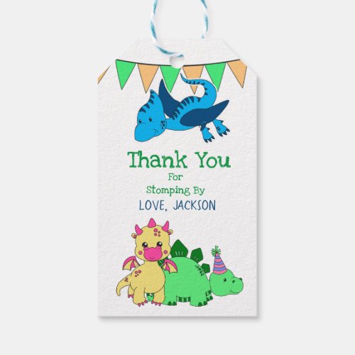 Cute Boys Dinosaur Kids Birthday Party Gift Tags