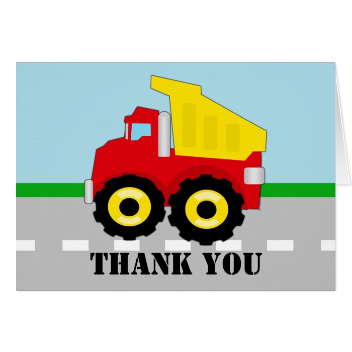 Cute Boy's Dump Truck Thank You Cards | Zazzle