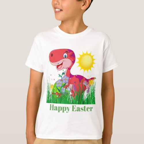 Cute boys Easter dinosaur add messahe t_shirt