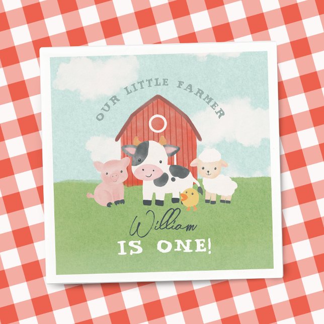 Cute Boys Farm Animal Cowboy Birthday Napkins (Creator Uploaded)