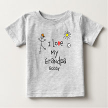 Cute Boys I love My Grandpa Baby Tee
