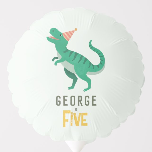 Cute Boys Jungle Dinosaur T-Rex Kids Birthday Balloon (Front)