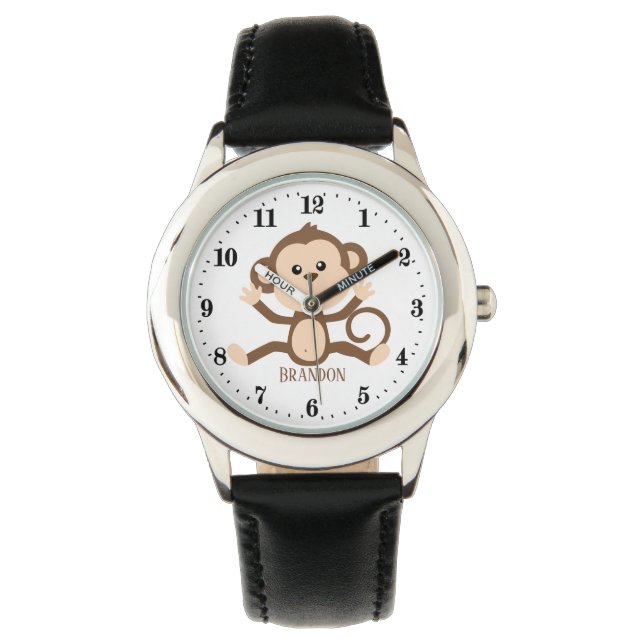 cute boys little monkey add name watch (Front)