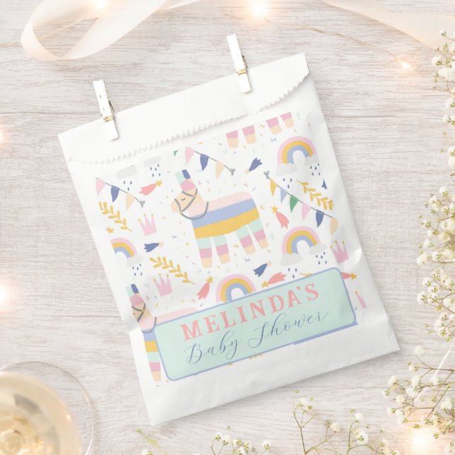 Cute Boy's Llama Rainbow Birthday Party  Favor Bag (Clipped)