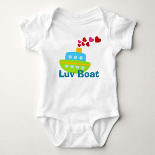 Cute Boys Luv Boat With Hearts Baby Bodysuit