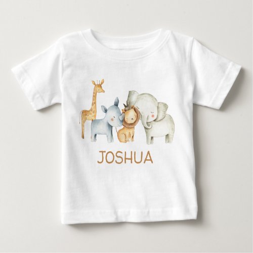 Cute Boys Personalized Safari Animals T_Shirt