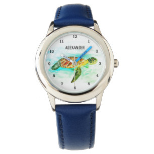 Cute Boys Pink Sea Turtle Animal Kids  Watch