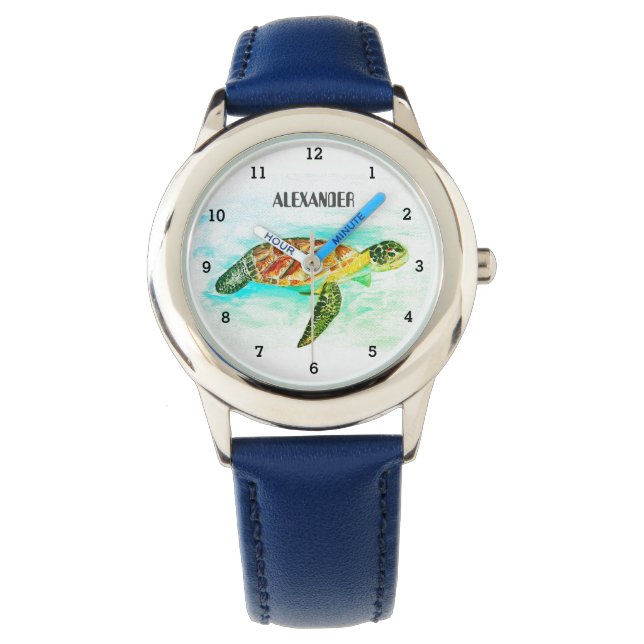 Cute Boys Pink Sea Turtle Animal Kids  Watch (Front)