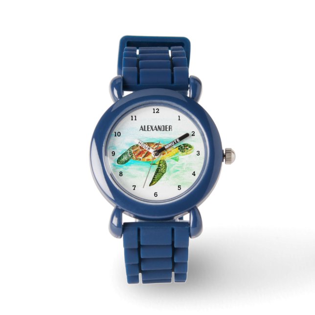 Cute Boys Pink Sea Turtle Animal Kids  Watch (Front)
