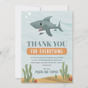 Cute Boys Shark Baby Shower Thank You Card