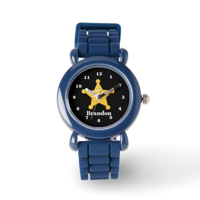 Cute boys sheriff add name watch (Front)
