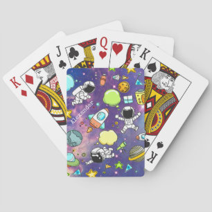 Cute Boy's Space Astronauts Planets Galaxy Poker Cards