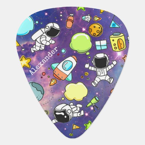 Cute Boys Space Astronauts Planets Guitar Pick