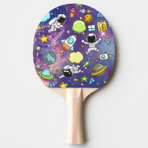 Cute Boys Space Astronauts Planets Ping Pong Paddle