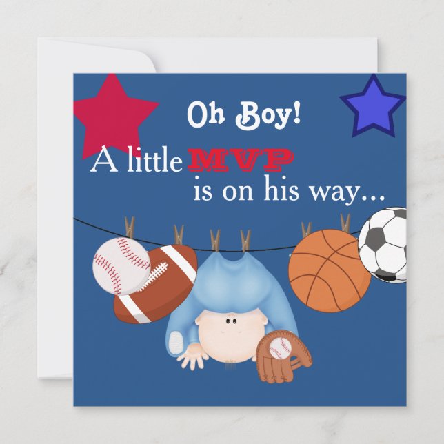 Cute Boys Sports Baby Shower Invitation (Front)