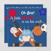 Cute Boys Sports Baby Shower Invitation (Front/Back)