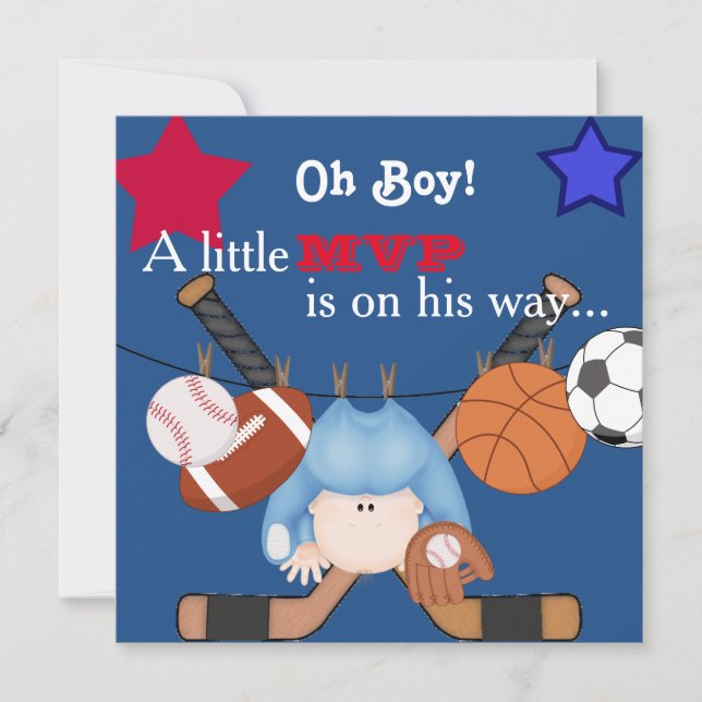 Cute Boys Sports Baby Shower Invitation (Front)