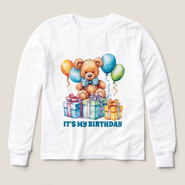 Cute boys Teddy bear Birthday party  Tri-Blend Shirts (Design Front)
