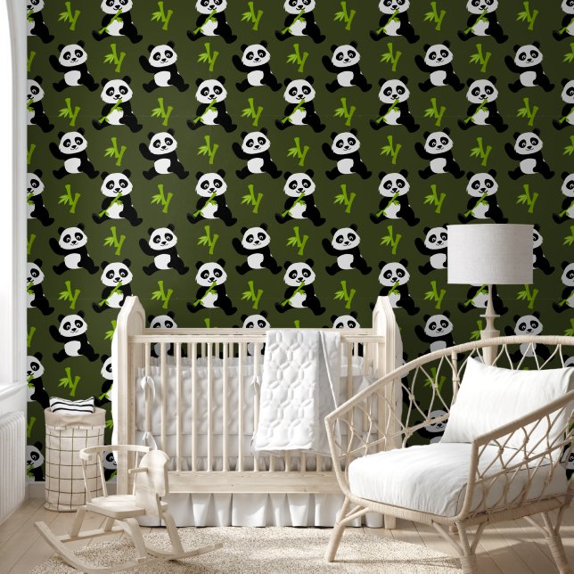 Cute boys tiled panda bear pattern Wallpaper Wallpaper (Kids)