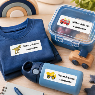 CUTE Boy's Toys Dinosaur Fire Dump Truck Kids' Labels