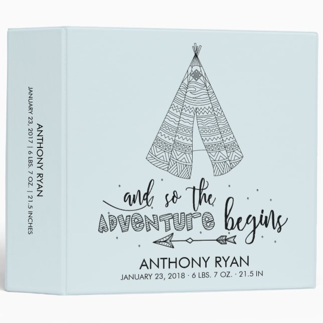 Cute Boys Tribal Adventure Baby Photo Album 3 Ring Binder (Front/Spine)