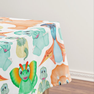 Cute Boys Watercolour Jurassic Dinosaur Tablecloth