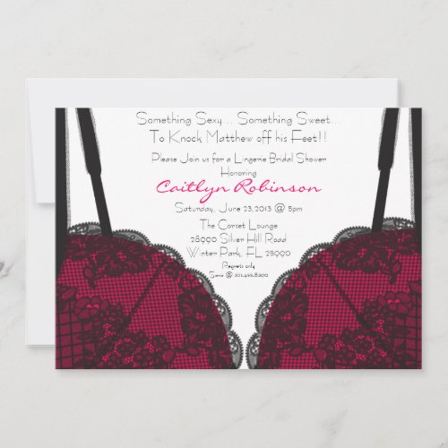 Cute Bra Lingerie Bridal Shower Invitation