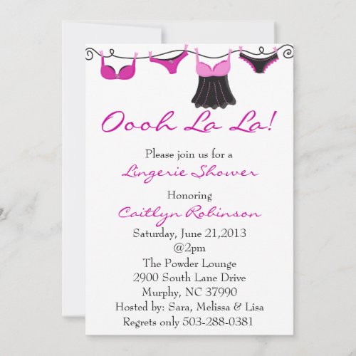 Cute Bra/Lingerie Bridal Shower Invitation