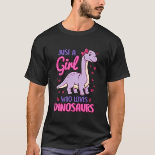 Cute Brachiosaurus Just A Girl Who Loves Dinosaur  T_Shirt