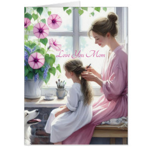 Cute Braiding Love with Mom Happy Mother's Day Card