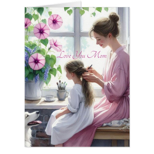 Cute Braiding Love with Mom Happy Mother's Day Card (Front)