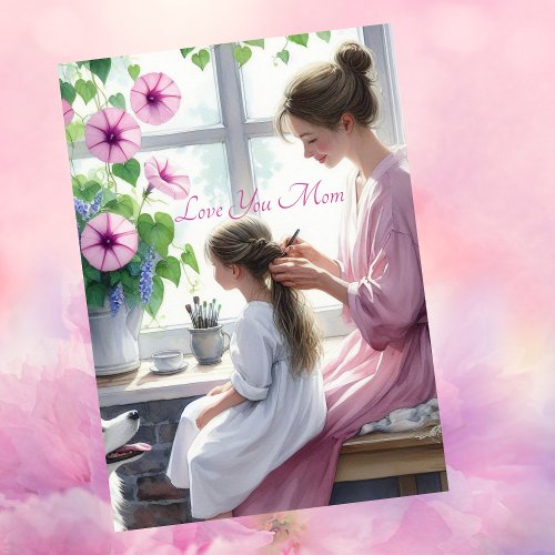 Cute Braiding Love with Mom Mothers Day Holiday Card