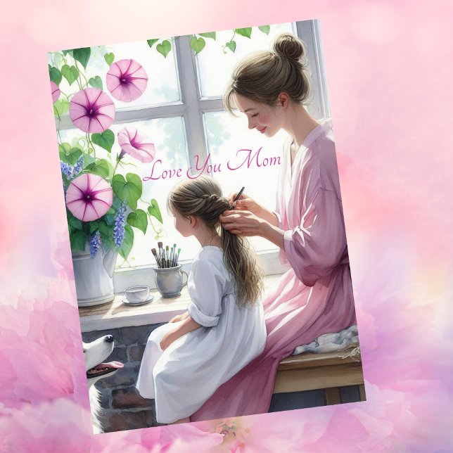Cute Braiding Love with Mom Mother's Day Holiday Card (Creator Uploaded)