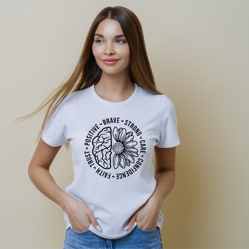 Cute Brain Flower Mental Health Professionals T_Shirt