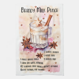 Cute Brandy Milk Punch Christmas Drink Recipe Kitchen Towel