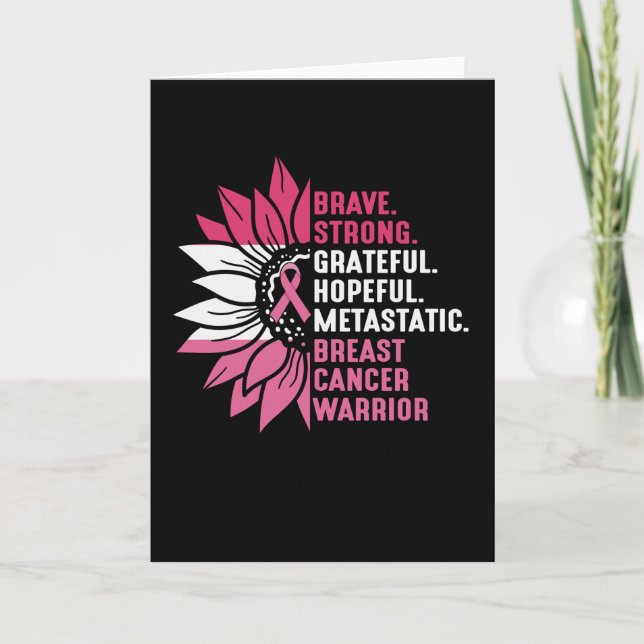 Cute Brave Strong Hopeful Breast Cancer Awareness Card (Front)