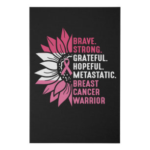 Cute Brave Strong Hopeful Breast Cancer Awareness Faux Canvas Print
