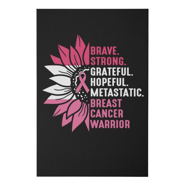 Cute Brave Strong Hopeful Breast Cancer Awareness Faux Canvas Print (Front)