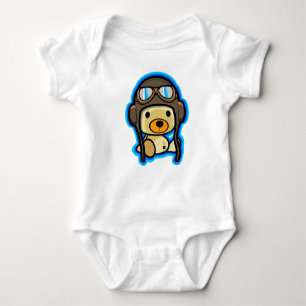 Cute brave teddy bear pilot baby baby bodysuit