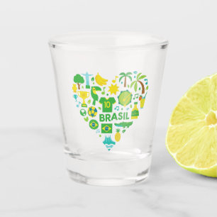 Cute Brazil Heart – Souvenir, Christmas Gift  Shot Glass
