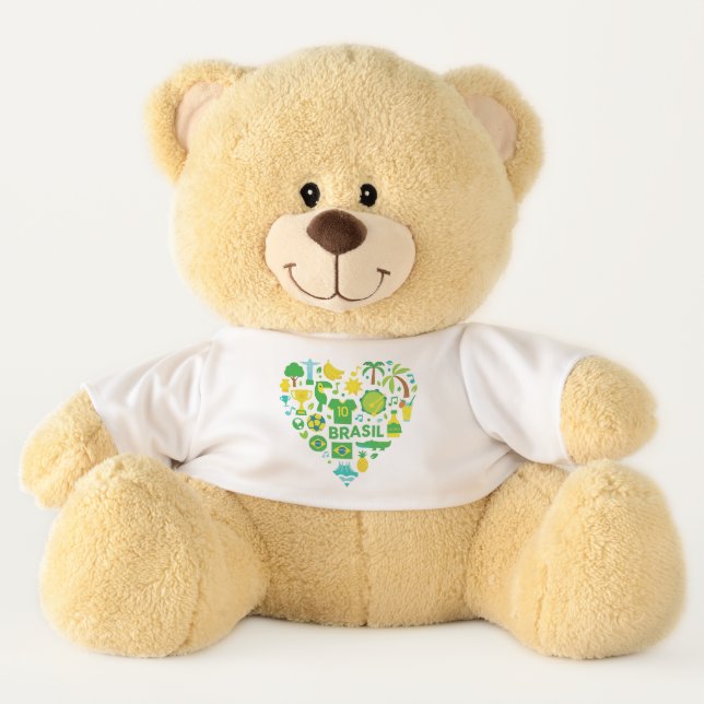 Cute Brazil Heart Teddy Bear – Brasil Souvenir (Front)