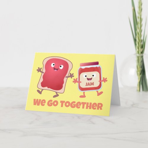 Cute bread and jam Valentine cartoon Card